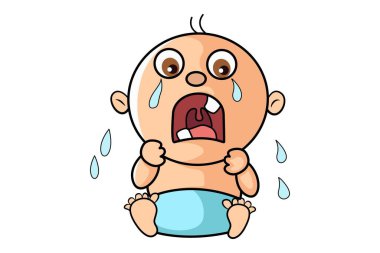 Vektör karikatür çizimi. Çocuk ağlıyor. Beyaz arkaplanda izole.