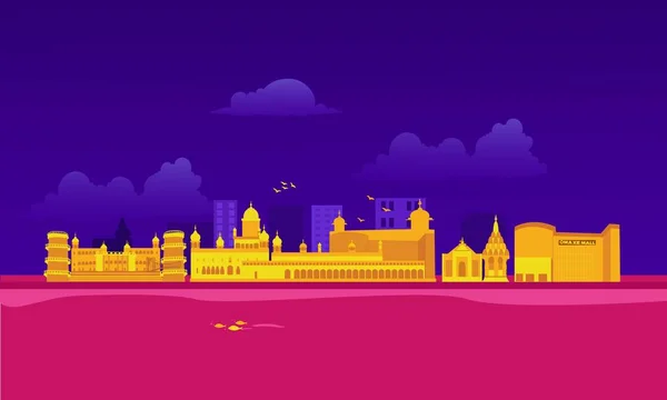 Ilustracja Wektorowej Kreskówki Patiala Skyline Izolacja Kolorowym Tle — Wektor stockowy