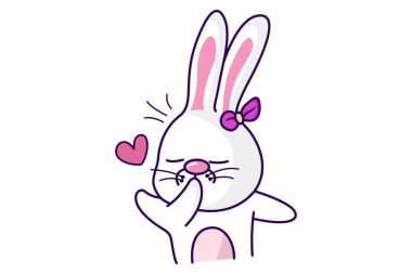 Vektör karikatür çizimi. Sevimli tavşancık aşık. Beyaz arkaplanda izole.