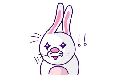 Vektör karikatür çizimi. Şirin tavşancık büyülenmiş. Beyaz arkaplanda izole.