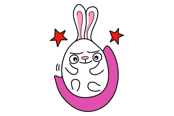 Vector Cartoon Illustration Cute Bunny Amazed Isolated White Background — Stock Vector