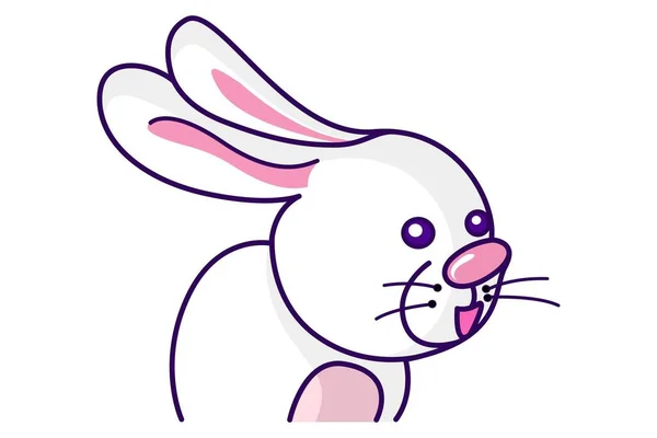 Güzel Bir Tavşanın Vektör Karikatür Çizimi Beyaz Arkaplanda Izole — Stok Vektör