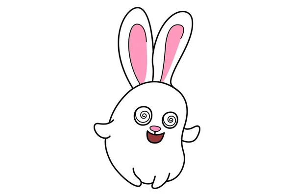 Vector Cartoon Illustration Cute Bunny Happy Isolated White Background — Stock Vector