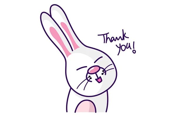 Vector Cartoon Illustration Cute Bunny Saying Thank You Isolated White — Stock Vector
