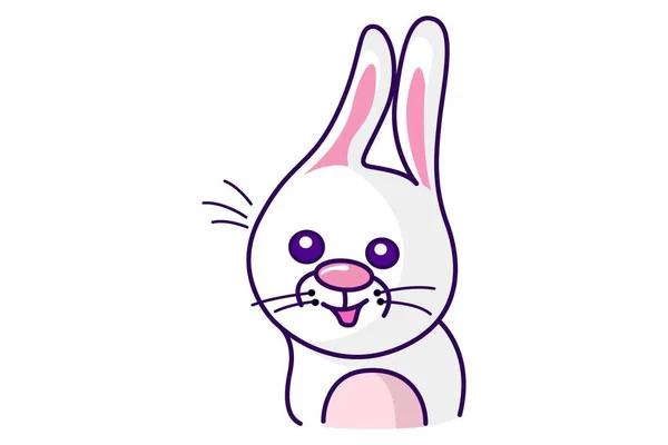 Векторна Ілюстрація Мультфільму Милий Кролик Посміхається Ізольовані Білому Тлі — стоковий вектор
