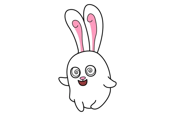 Illustration Vectorielle Dessin Animé Mignon Lapin Est Étonné Isolé Sur — Image vectorielle