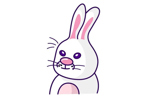 Şirin Tavşanın Vektör Karikatür Çizimi Beyaz Arkaplanda Izole — Stok Vektör