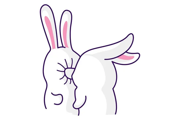 Illustration Vectorielle Dessin Animé Bunny Frappe Autre Lapin Visage Isolé — Image vectorielle