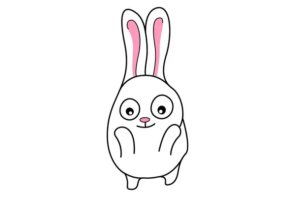 Vector Cartoon Illustration Cute Bunny Happy Isolated White Background — Stock Vector