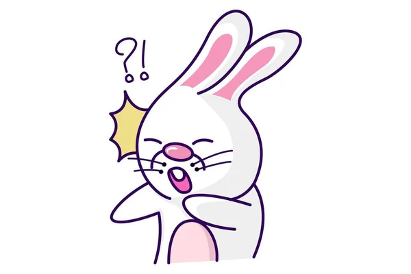 Illustration Vectorielle Dessin Animé Mignon Lapin Est Confus Isolé Sur — Image vectorielle