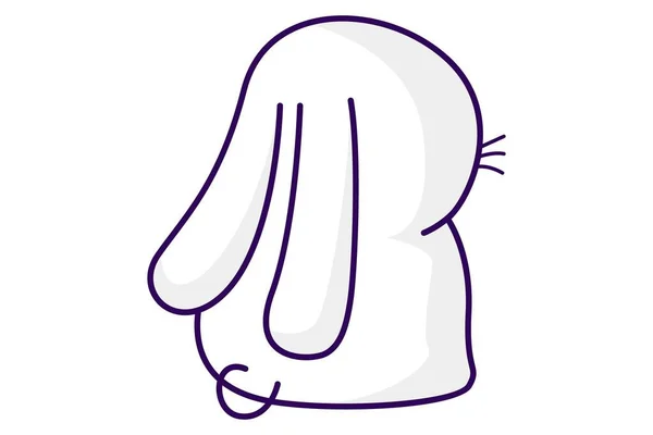 ベクトル漫画イラスト 可愛いウサギが背を向けて座っている 白地に隔離された — ストックベクタ