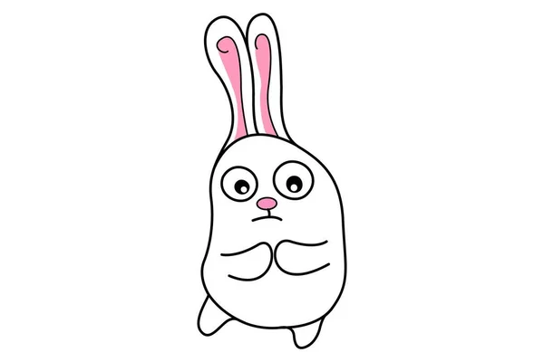 矢量卡通画 可爱的兔子很惊讶 因白人背景而被隔离 — 图库矢量图片