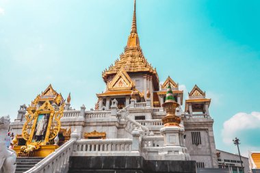 Bangkok, Tayland - 26 Ocak 2018: Wat Traimit Witthayaram, Bangkok, Tayland altın Buddha Tapınağı.