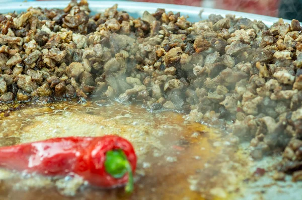 Gros Plan Sur Repas Traditionnel Turc Ramadan Appelé Sac Kavurma — Photo