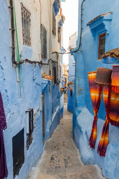 Typische Marokkanische Architektur Und Exotische Straßen Chefchaouen Einer Blauen Stadt — Stockfoto