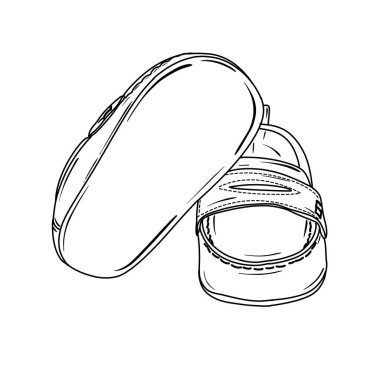 Bir çift bebek ayakkabısı, sandalet stili, yumuşak taban, rahat, hafif, yaz vektör çizimi sanatı için ideal