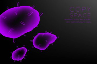 Mikroskop hastalığı hücreleri koyu arka plan üzerinde mor renk illüstrasyon izole kızdırma kadar yakın ayarla