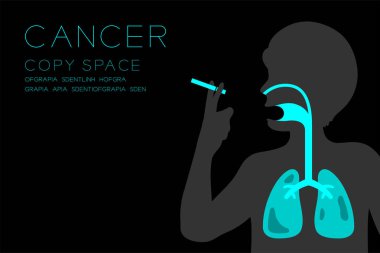 Erkek organları X-ray ayarla; Akciğer kanseri kavram fikir illüstrasyon izole ışıltısı içinde koyu arka plan; Kanser metin ve kopya alanı ile