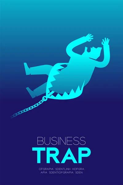 ビジネス トラップ デザイン上下セット 実業家トラップ青のグラデーションの背景とコピー領域とビジネス トラップ本文分離概念のアイデア イラスト — ストックベクタ