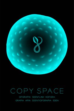 Mikroskop X-ray fertilizasyon kapatın dikey kurma, Sperm ve yumurta kopya alanı ile koyu arka plan üzerinde renkli illüstrasyon izole kızdırma mavi