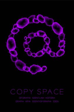 İşareti mor renk malware ya da virüs bilgisayar kavramı fikir illüstrasyon izole kızdırma koyu arka plan üzerinde set up sembolü mikroskop hastalığı hücreleri kapatmak