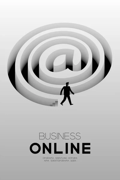 Business Online Marketing Vertical Set Businessman Symbol Stair Concept Idea - Stok Vektor