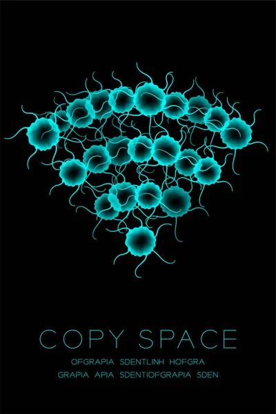 Sembol mikroskop hastalığı hücreleri kurmak kapatmak, renk malware ya da virüs bilgisayar kavramı fikir illüstrasyon izole kızdırma koyu arka plan üzerinde Wifi işareti mavi