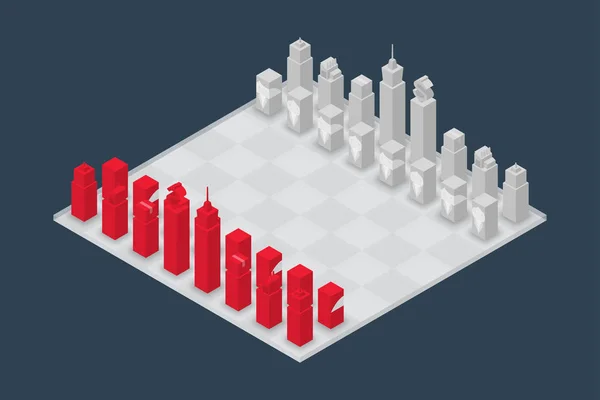 Business Chess Cube Isometric Design Set Démarrer Jeu Concept Idée — Image vectorielle