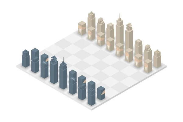 Jogo Isométrico Projeto Cubo Xadrez Negócio Ilustração Conceito Jogo Começo — Vetor de Stock