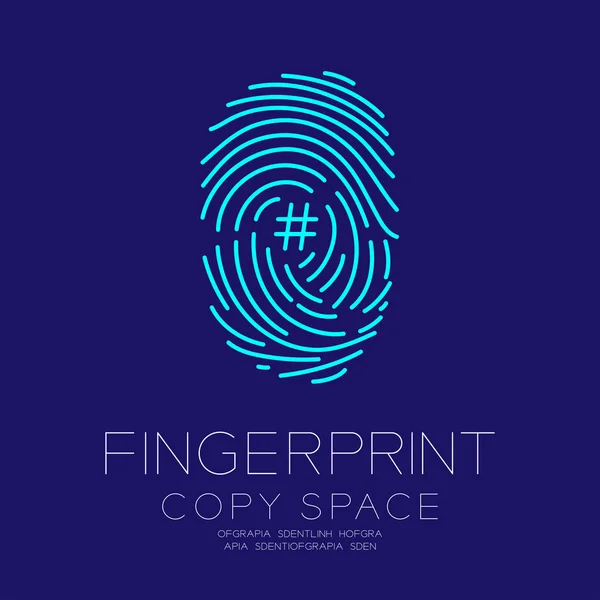 Fingerabdruck Scan Set Mit Hashtag Sign Symbol Concept Idea Illustration — Stockvektor