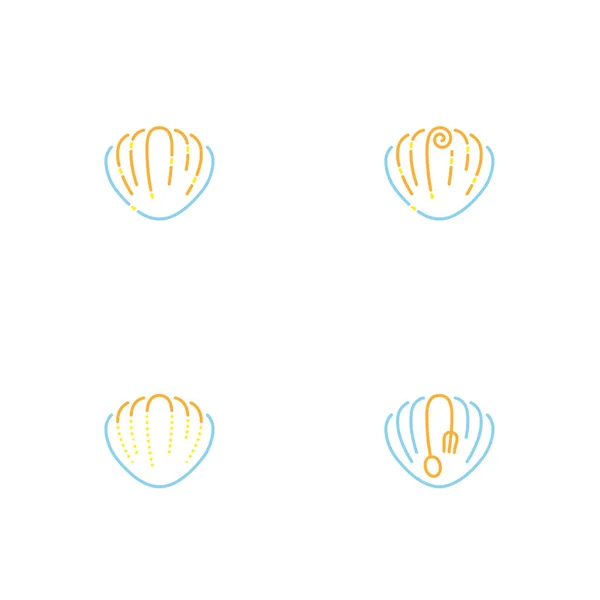 Coquillages Icône Contour Course Jeu Tiret Ligne Conception Illustration Orange — Image vectorielle