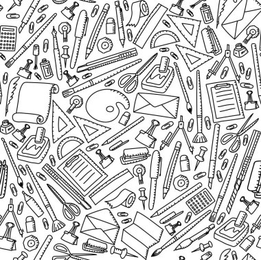 Dikişsiz desen arka plan sabit çocuklar çizim set illüstrasyon izole beyaz arka plan üzerinde el