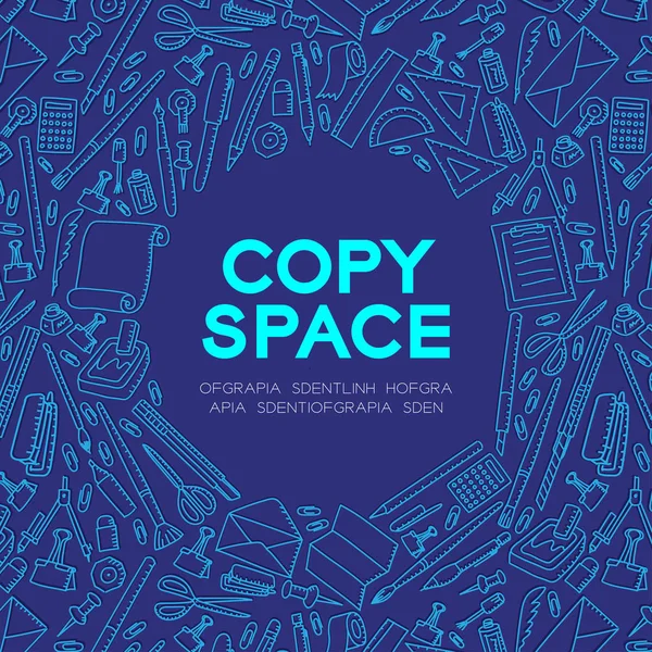 Çizim set desen arka plan illüstrasyon izole merkezi kopya alanı daire şeklinde koyu mavi renk arka plan üzerinde sabit çocuklar el