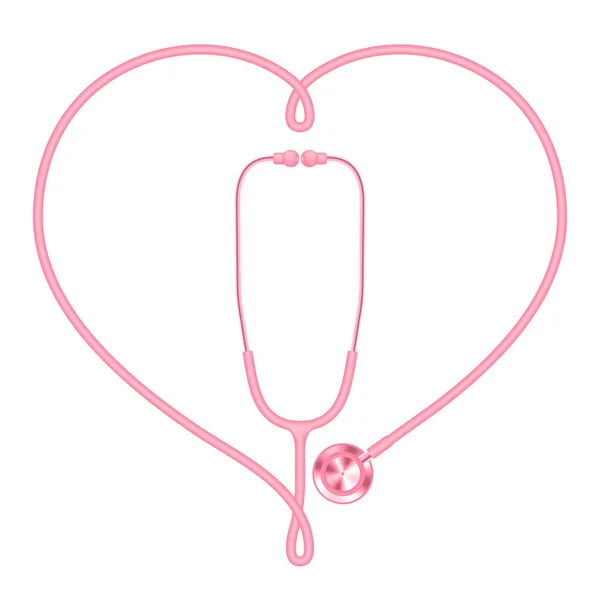Στηθοσκόπιο Ροζ Χρώμα Και Καρδιά Σημάδι Σύμβολο Καρέ Από Καλώδιο — Διανυσματικό Αρχείο