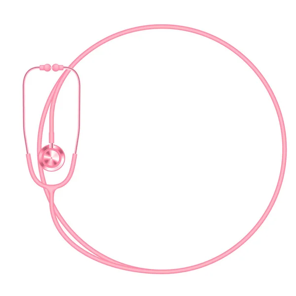 Stethoscoop Roze Kleur Cirkel Vorm Badrand Van Kabel Geïsoleerd Een — Stockvector