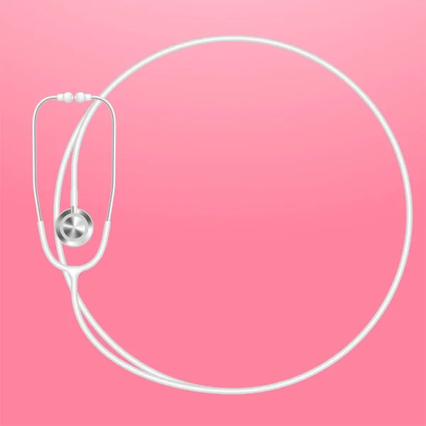 Stethoskop Weiße Farbe Und Kreisförmiger Rahmen Aus Kabel Isoliert Auf — Stockvektor