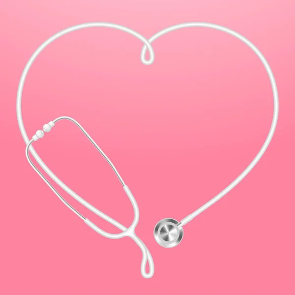 Stetoskop Vit Färg Och Hjärta Tecken Symbol Ram Från Kabel — Stock vektor