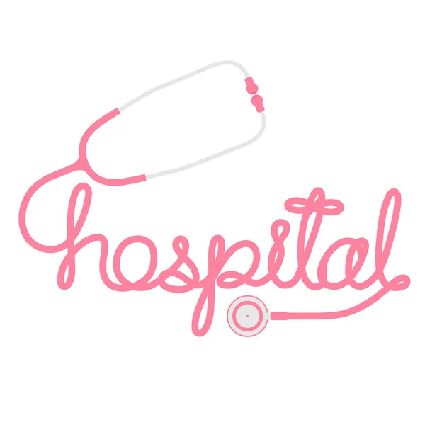 Stethoskop Rosa Farbe Und Krankenhaus Text Aus Kabel Flach Design — Stockvektor