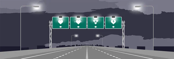 Autostrada Autostrada Segnaletica Verde Con Simbolo Del Cuore Design Concettuale — Vettoriale Stock