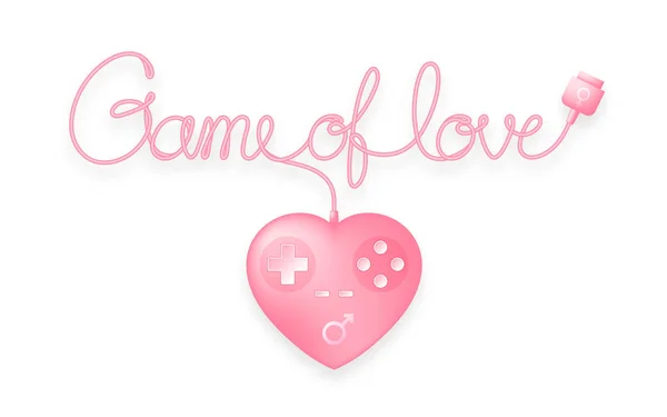 Gamepad Joypad Forma Corazón Color Rosa Con Símbolo Género Masculino — Archivo Imágenes Vectoriales