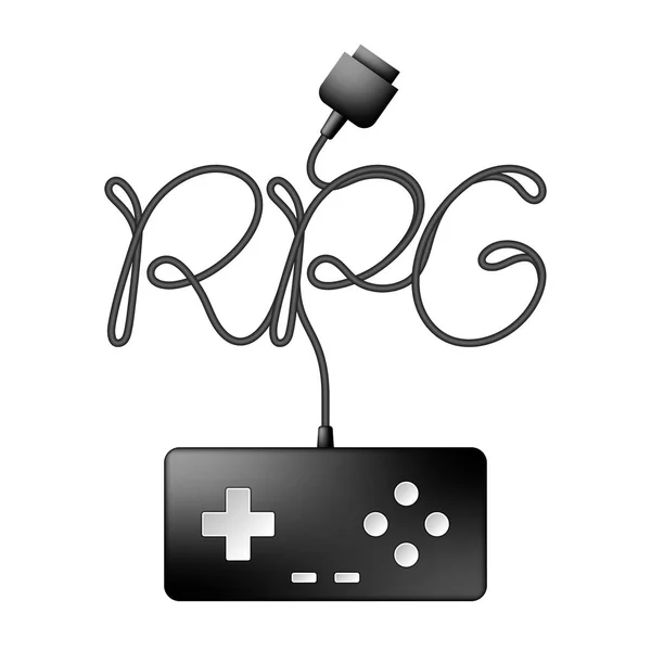 Gamepad Joypad Couleur Noire Texte Rpg Fabriqué Partir Illustration Conception — Image vectorielle