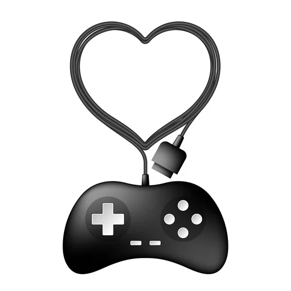 Gamepad Joypad Couleur Noire Symbole Coeur Fabriqués Partir Illustration Conception — Image vectorielle