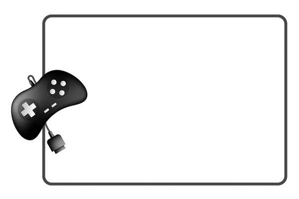 Gamepad Joypad Couleur Noire Cadre Rectangulaire Forme Câble Illustration Conception — Image vectorielle