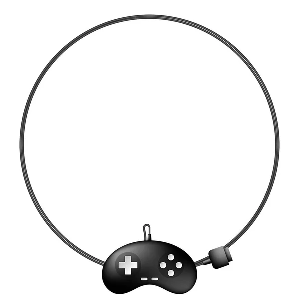 Gamepad Joypad Couleur Noire Cadre Forme Cercle Fabriqué Partir Illustration — Image vectorielle