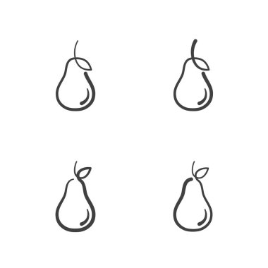 Armut meyve simgeler kontur set tasarımı resimde siyah ve beyaz renk beyaz arka plan üzerinde vektör eps10 izole anahat