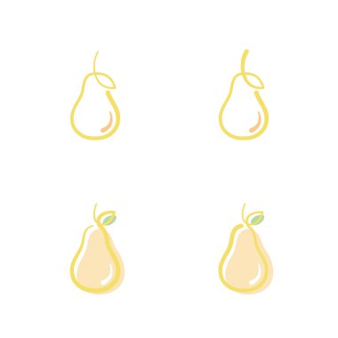 Beyaz arka plan üzerinde vektör eps10 izole tasarlamak armut meyve Icons set