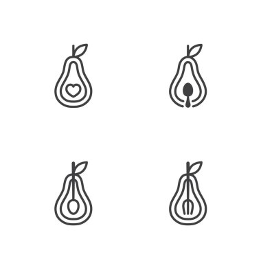 Armut meyve simgeler kontur set tasarımı resimde siyah ve beyaz renk beyaz arka plan üzerinde vektör eps10 izole anahat