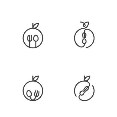 Beyaz arka plan üzerinde vektör eps10 izole kontur set tasarımı resimde siyah ve beyaz rengi turuncu meyve simgeleri anahat