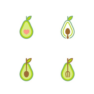 Avokado Meyve simgeler tasarlamak vektör eps10 beyaz zemin üzerine izole ayarla