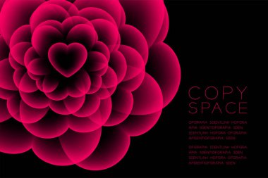 Kalp çiçek X-ray sembolü, aşk kavramı tasarım illüstrasyon pembe renk izole kızdırma kopya alanı ile koyu arka plan